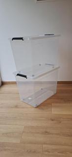 2 boîtes de rangement 80 litres, avec couvercle, Ophalen, Gebruikt, 50 tot 75 cm, Bak of Kist