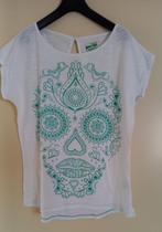 T-shirt wit met groene bedrukking Mystic, maat M, Wit, Korte mouw, Mystic, Gedragen