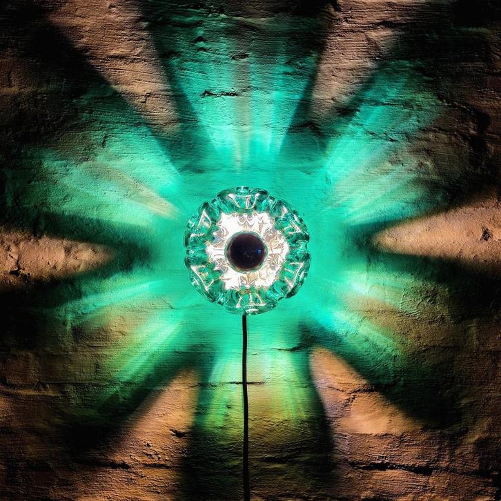 Vintage Boheemse glazen wandlamp., Antiek en Kunst, Antiek | Verlichting, Ophalen of Verzenden