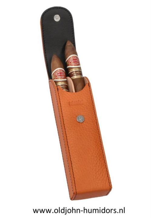 SK83 ADORINI  SIGAREN ETUI SIGARENKOKER LEER  ORANJE / OKER, Verzamelen, Rookartikelen, Aanstekers en Luciferdoosjes, Nieuw, Tabaksdoos of Verpakking