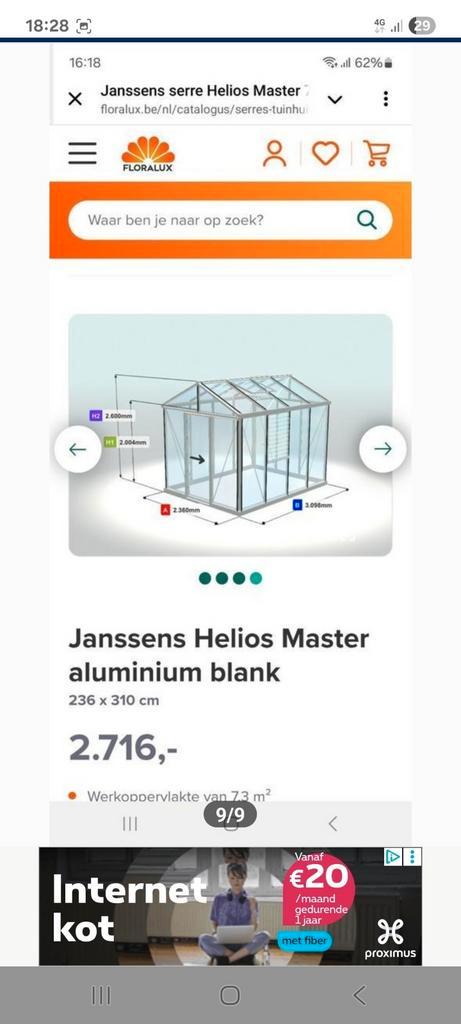 Serre L3100 , B2360 , H2600, Tuin en Terras, Kassen, Zo goed als nieuw, Ophalen