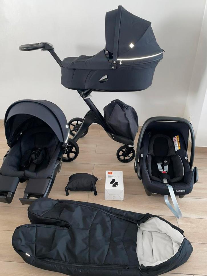 Stokke Xplory X Rich Black kinderwagen 3-in-1Complete, Kinderen en Baby's, Buggy's, Zo goed als nieuw, Maxi-Cosi, Regenhoes, Verstelbare rugleuning