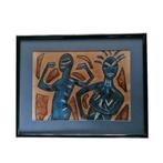 Mooie abstracte figuren - Aquarel op papier - Gesigneerd, Antiek en Kunst, Kunst | Tekeningen en Fotografie, Ophalen of Verzenden