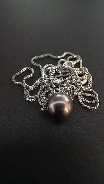 CADEAU-IDEE! Nieuwe halsketting, 18k 750 witgoud, Tahitiaans beschikbaar voor biedingen