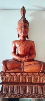 Houten bouddha beeld 34 cm hoog, Comme neuf, Enlèvement ou Envoi