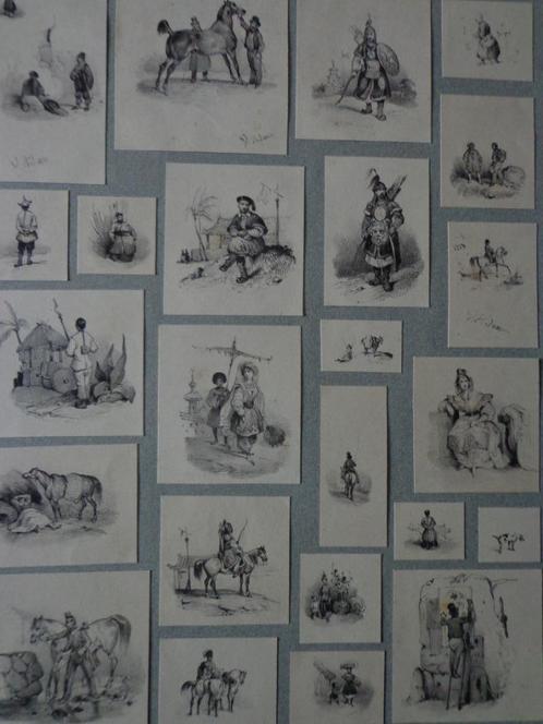 24 kleine litho's door Victor Adam sommige getekend in de st, Antiquités & Art, Art | Lithographies & Sérigraphies, Enlèvement ou Envoi