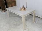 moderne eettafel wit-grijs 190 x 90 H 78 + 6 eiken stoelen, Huis en Inrichting, Ophalen, Gebruikt