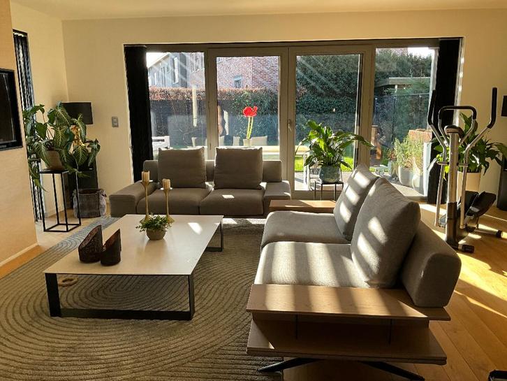 Design 3- & 2 zit te koop, Huis en Inrichting, Zetels | Zetels, Zo goed als nieuw, Rechte bank, Vierpersoons of meer, 200 tot 250 cm