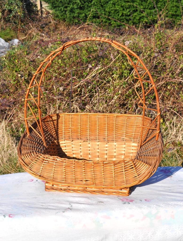 panier rotin et bois rectangulaire repli sur l'avant, Enlèvement ou Envoi, Osier, Comme neuf, Panier