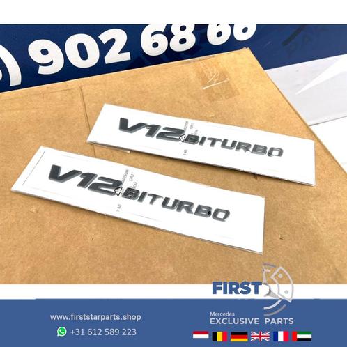V12 BI TURBO zijscherm EMBLEEM SET LOGO BADGE Mercedes BI TU, Auto-onderdelen, Carrosserie, Mercedes-Benz, Voor, Gebruikt, Ophalen of Verzenden