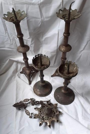 lot de pique cierge ancien 1religieux 19e