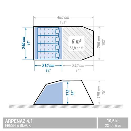 KOEPELTENT QUECHA - TENT voor 4 personen, 1 slpk, Caravans en Kamperen, Tenten, tot en met 4, Zo goed als nieuw, Ophalen