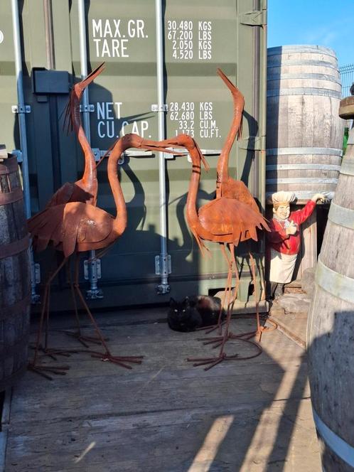 Metalen roestkleur reigers koppel, mooi in elke tuin!TOPPER, Tuin en Terras, Tuinwanddecoratie, Ophalen