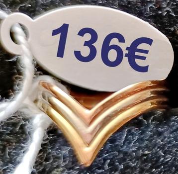 Bague 3 ors 18K en forme de V, neuve, taille 51, de 1,6 gr beschikbaar voor biedingen