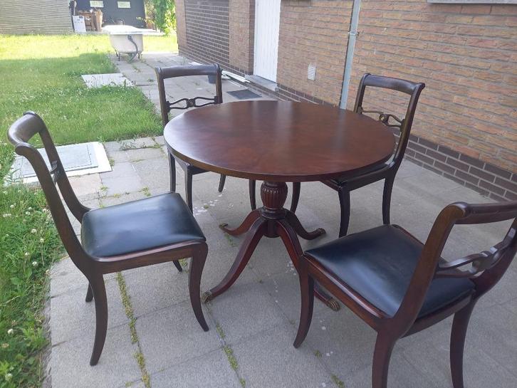 Ronde tafel en 5 stoelen, Antiek en Kunst, Antiek | Meubels | Tafels, Ophalen