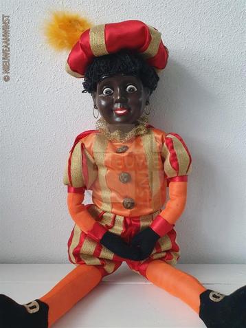Authentieke V&D etalage zwarte Piet pop - 60cm, oranje/rood beschikbaar voor biedingen