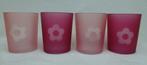 4 pots en verre pour bougies teintes roses, Autres matériaux, Chandelier, Rouge, Enlèvement ou Envoi