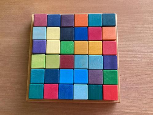 Grimm's blokkenset regenboog mozaïek, Kinderen en Baby's, Speelgoed | Houten speelgoed, Gebruikt, Overige typen, Ophalen of Verzenden