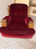 Fauteuil, chêne, velours, Maison & Meubles, Fauteuils, Enlèvement, Comme neuf