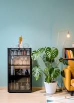 MEUBLE NOIR - PORTES EN VERRE FUME, Enlèvement, Comme neuf