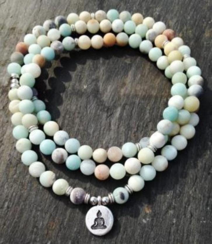 Amazoniet mala armband met Boeddha bedel, Handtassen en Accessoires, Armbanden, Nieuw, Overige materialen, Groen, Ophalen of Verzenden