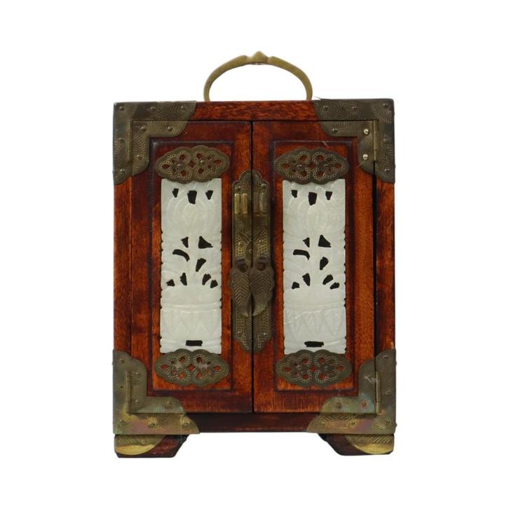 Chinese Juwelenkist met Lades Sierraden Doos Jade Palissande, Antiek en Kunst, Curiosa en Brocante, Ophalen of Verzenden