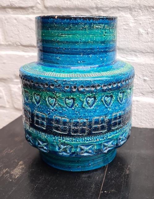 Bitossi vaas, ontwerp Aldo Londi, 60/70s, Huis en Inrichting, Woonaccessoires | Vazen, Gebruikt, Blauw, Minder dan 50 cm, Aardewerk of Porselein