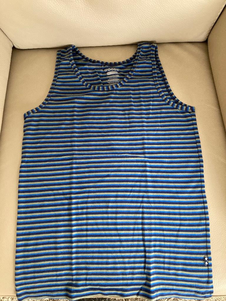 Blauw gestreept onderhemdje zonder mouwen, Woody, 152, 12 jr, Kinderen en Baby's, Kinderkleding | Maat 152, Nacht- of Onderkleding