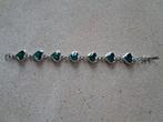 Bracelet argenté avec cœurs bleus nacrés, Enlèvement ou Envoi, Comme neuf, Bleu