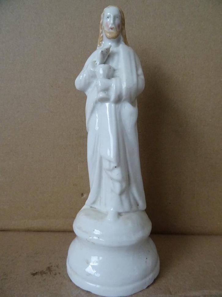 Antiek Jezusbeeld antiek porseleinen Jezusbeeld 18cm 1850, Antiek en Kunst, Antiek | Religieuze voorwerpen, Ophalen of Verzenden
