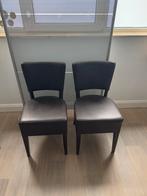 2 bruine lederen stoelen, Huis en Inrichting, Stoelen, Ophalen, Gebruikt, Twee, Bruin