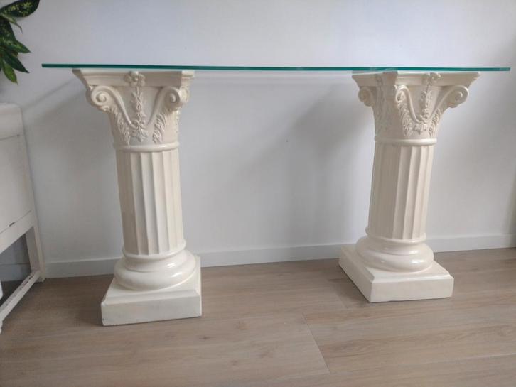 Wandtafel Griekse zuilen, Huis en Inrichting, Tafels | Sidetables, Zo goed als nieuw, 25 tot 50 cm, 100 tot 150 cm, Rechthoekig