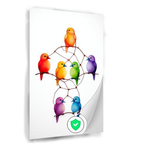 Poster Oiseaux colorés 90x135cm mat., Maison & Meubles, Accessoires pour la Maison | Décorations murale, Neuf, Envoi