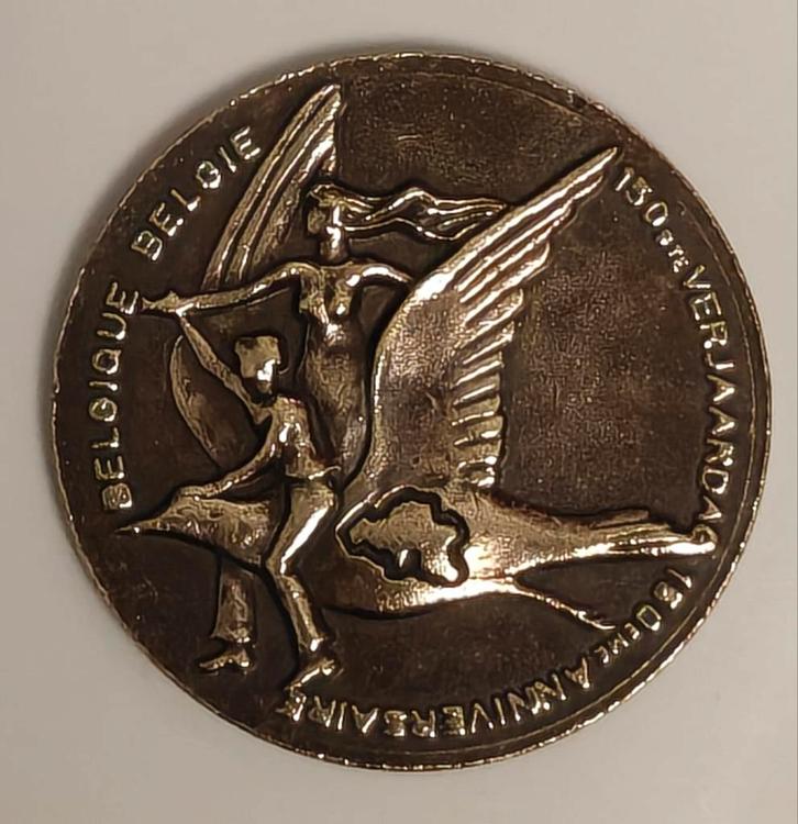 Pièce ou médaille commémorative belge en bronze (150e annive, Timbres & Monnaies, Monnaies | Belgique, Bronze, Enlèvement ou Envoi