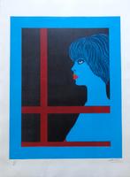 FELIX LABISSE / BLAUWE VROUW / KLEURLITHO / 76x56cm / SIG, Ophalen of Verzenden