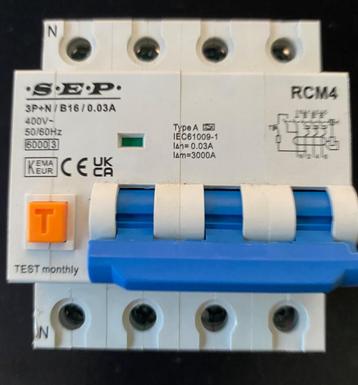 Disjoncteur différentiel B 16A 3 pôles + neutre 30mA  beschikbaar voor biedingen
