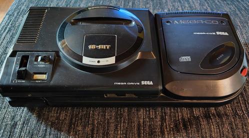 Rare ‼️Sega mega drive + mega cd 1 plus extension stuk ‼️, Games en Spelcomputers, Spelcomputers | Sega, Gebruikt, Mega Drive