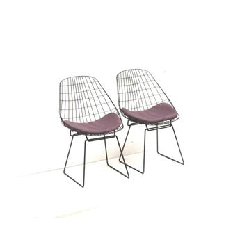 2 chaises vintage en fil de fer Cees Braakman Pastoe '60