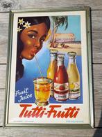 reclamebord 1950 Tutti Frutti limonade Dikkelvenne, Ophalen of Verzenden, Zo goed als nieuw, Reclamebord