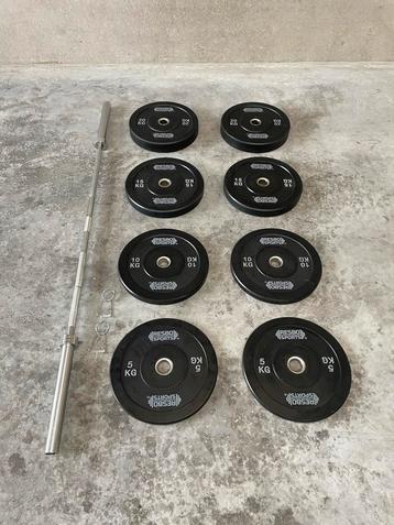 Omympische 120kg halterset met bumper plates beschikbaar voor biedingen
