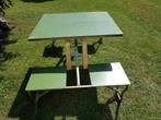 Modulaire tafel (+stoelen) voor terras, tuin, camping, ..., Huis en Inrichting, Gebruikt, Rechthoekig, Ophalen, Metaal of Aluminium