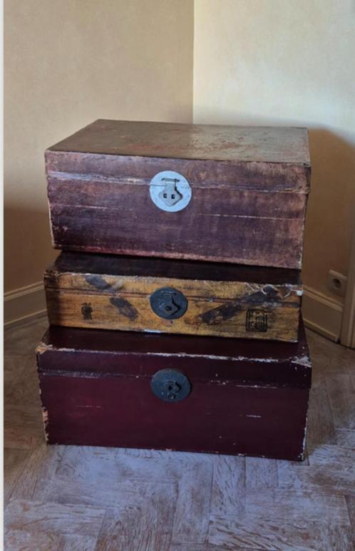 Set van 3 antieke Chinese houten kisten, Huis en Inrichting, Woonaccessoires | Kisten, Ophalen