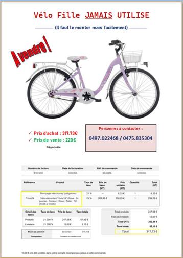 Vélo 24 pouces neuf – Jamais utilisé – 220€ (négociable) beschikbaar voor biedingen