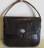 Vintage bruine krokodillenleren tas, croco 58, Handtas, Bruin, Zo goed als nieuw, Verzenden