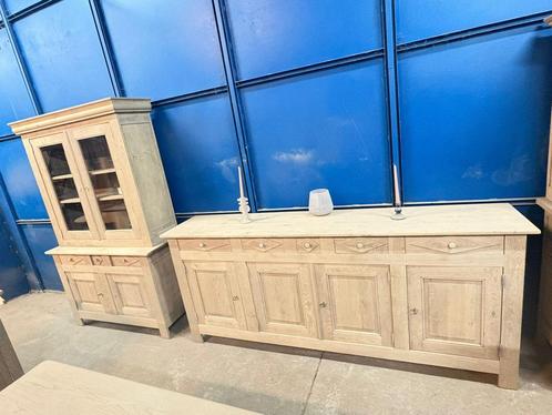 ✨ DRESSOIR- EN DRESSOIRSET VAN AIRBRUSHED EIKENHOUT ✨, Huis en Inrichting, Kasten | Stellingkasten, Ophalen