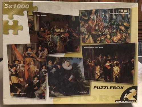 Doos met 5 legpuzzels van 1000 stuks, Hobby en Vrije tijd, Denksport en Puzzels, Zo goed als nieuw, Legpuzzel, 500 t/m 1500 stukjes