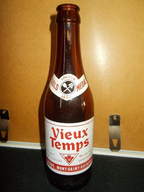 VIEUX TEMPS-Mont St. Guibert - bedrukte oude fles 33cl - 3, Verzamelen, Biermerken, Gebruikt, Flesje(s), Leffe, Ophalen of Verzenden