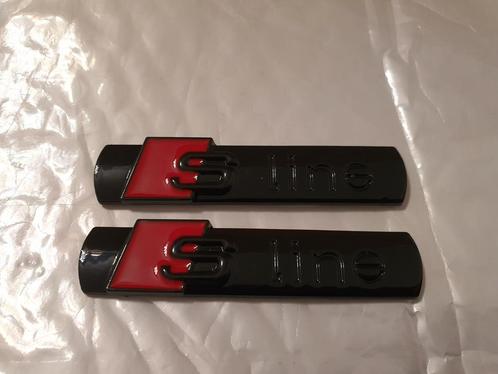 2x Audi S Line spatbord emblemen >chroom zilver/glans zwart, Auto-onderdelen, Klein materiaal, Audi, Nieuw, Ophalen of Verzenden