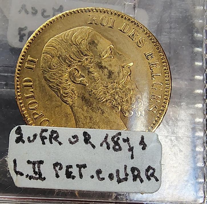 pièce en  or 20 fr Léopold II      1871, Postzegels en Munten, Munten | België, Losse munt, Goud, Goud, Zilver, Ophalen