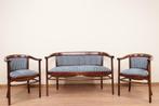 Zitset ontwerp van Thonet 1910 jacquard blauw geometrisch, Ophalen of Verzenden